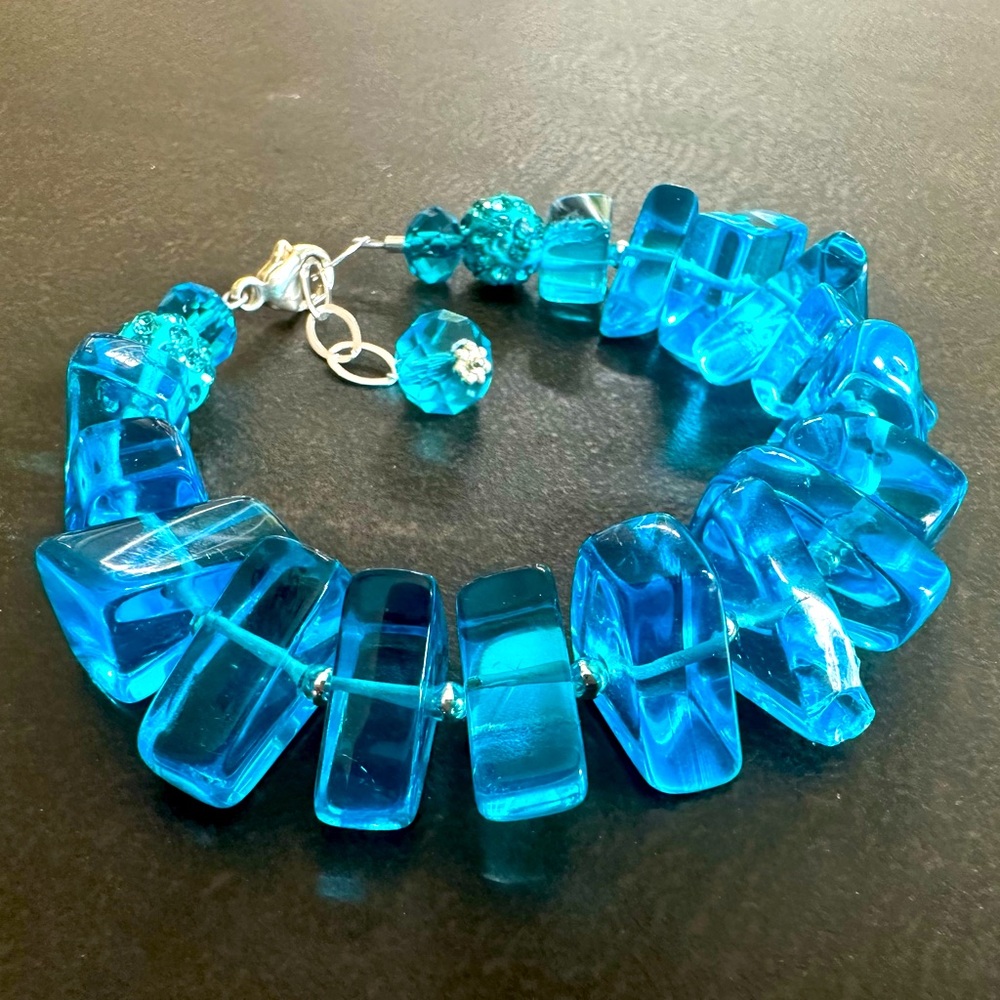 Chunky Crystal Bracelet, Sterling Silver, Adjustable, Handmade by Prairie Ice